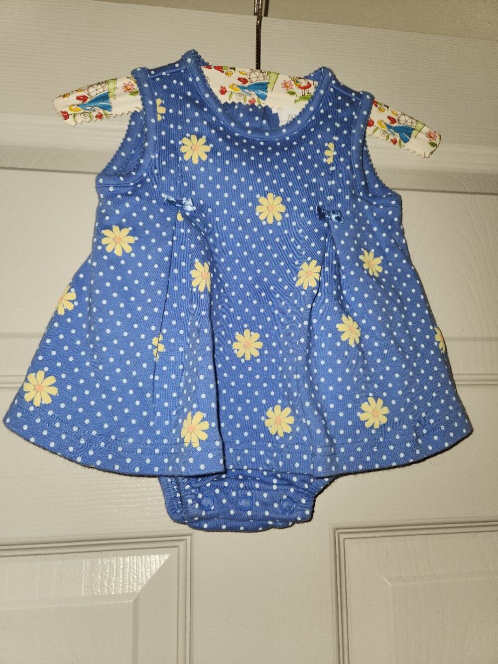 Carter’s Baby Blue Polka Dot Daisy Dress Bodysuit 0-3M Baby Girl